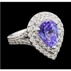 2.70 ctw Tanzanite and Diamond Ring - 14KT White Gold