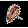 Image 1 : 14.09 ctw Morganite and Diamond Ring - 14KT White Gold