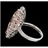 Image 3 : 14.09 ctw Morganite and Diamond Ring - 14KT White Gold