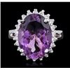 Image 2 : 14KT White Gold 7.81 ctw Amethyst and Diamond Ring