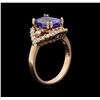 Image 3 : 3.46 ctw Tanzanite and Diamond Ring - 14KT Rose Gold