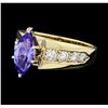 Image 1 : 1.90 ctw Tanzanite And Diamond Ring - 14KT Yellow Gold