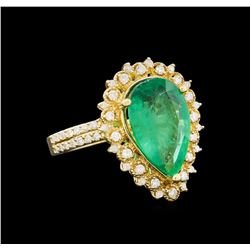 14KT Yellow Gold 3.82 ctw Emerald and Diamond Ring