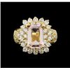 Image 2 : 14KT Yellow Gold 3.06 ctw Morganite and Diamond Ring