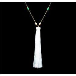 Jade and Pearl Necklace - Gold Plated