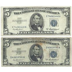 1953 $5 Silver Certificate Currency Lot of 2