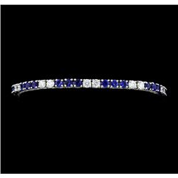 5.50 ctw Blue Sapphire And Diamond Bracelet - 14KT White Gold