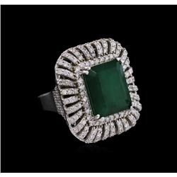 14KT White Gold 12.25 ctw Emerald and Diamond Ring