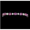 Image 1 : 13.62 ctw Pink Sapphire And Diamond Bracelet - 18KT White Gold
