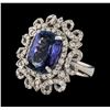 Image 1 : 6.08 ctw Tanzanite and Diamond Ring - 14KT White Gold