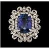 Image 2 : 6.08 ctw Tanzanite and Diamond Ring - 14KT White Gold