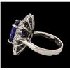 Image 3 : 6.08 ctw Tanzanite and Diamond Ring - 14KT White Gold