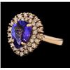 Image 1 : 2.75 ctw Tanzanite and Diamond Ring - 14KT Rose Gold