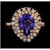 Image 2 : 2.75 ctw Tanzanite and Diamond Ring - 14KT Rose Gold