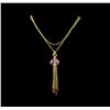 Image 1 : 25.30 ctw Multi Gemstone and Diamond Pendant With Chain - 18KT Yellow Gold