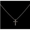 Image 1 : 0.31 ctw Diamond Cross Pendant With Chain - 14KT White Gold