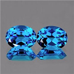 Natural Swiss Blue Topaz Pair 8x6 MM - Flawless