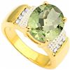 Image 1 : Natural Green Tea Amethyst & Diamond Ring 4.17 cts Ring