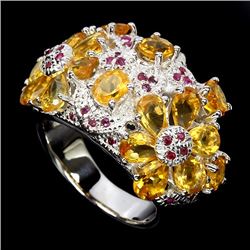 Natural Citrine & Ruby Ring