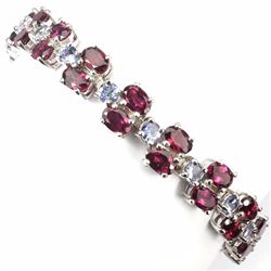 Natural Rhodolite Garnet & Tanzanite Bracelet