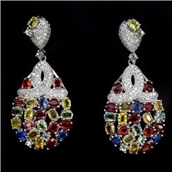 Natural Multi Color Fancy Sapphire 49 Carats Earrings