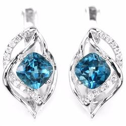 Natural Cushion London Blue Topaz Earrings