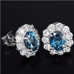 Natural London Blue Topaz Earrings