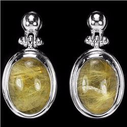 Natural Gold Rutilated Quartz Earrings