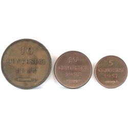 Lot of (3) San Marino Coins - The Smallest Country In The World by Area! Includes 1894 10 Centesimi