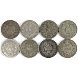 Lot of approx (60) Sweden 50 Ore 1878-1963 mixed dates.