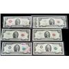 Image 1 : Lot of (9) $2 - includes (7) Legal Tender Notes 1928-1963 with consecutives  (2) FRN one with stamp