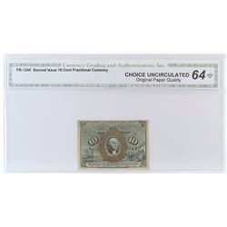 Fractional Currency: Second Issue 10 Cent. FR# 1245. CGA Certified CU64.