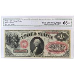 1875 $1 Legal Tender Note. FR# 26. CGA Certified GU66.