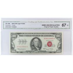 1966 $100 Legal Tender Note. FR# 1550. CGA Certified GU67.