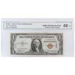 1935-A $1 Silver Certificate Note - Hawaii. FR# 2300. CGA Certified GU66.