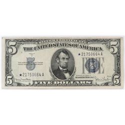 Star Note: 1934-D $5 Silver Certificate Note. FR# 1654*.