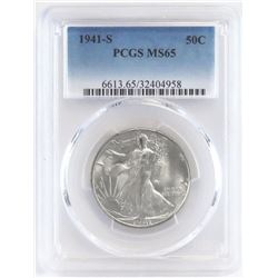 1941 S Walking Liberty Half Dollar. PCGS Certified MS65.