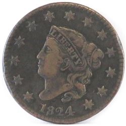 1824 Coronet Head Large Cent.