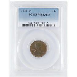 1916 D Lincoln Wheat Cent. PCGS Certified MS63BN.