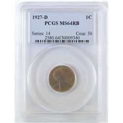 1927 D Lincoln Wheat Cent. PCGS Certified MS64RB.