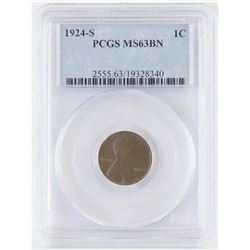 1924 S Lincoln Wheat Cent. PCGS Certified MS63BN.