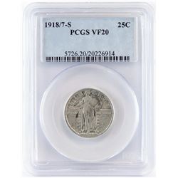 1918/7 S Standing Liberty Quarter. PCGS Certified VF20.
