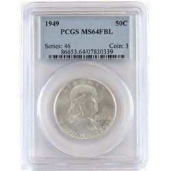 Lot of (2) PCGS Certified Franklin Half Dollars includes 1949 MS64FBL  1949 D MS64FBL.