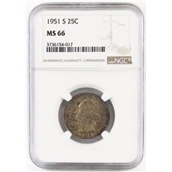 1951 S Washington Quarter. NGC Certified MS66.