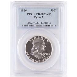 Proof: 1956 Ty.2 Franklin Half Dollar. PCGS Certified PR68CAM.