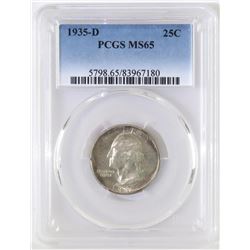 1935 D Washington Quarter. PCGS Certified MS65.