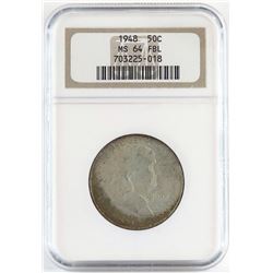 Lot of (3) NGC Certified Franklin Half Dollars includes 1948 MS64FBL, 1948 D MS64FBL  1958 MS65.