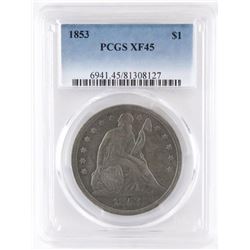 1853 Seated Liberty Dollar. PCGS Certified XF45.