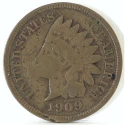 1909 S Indian Head Cent - slightly bent.