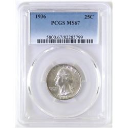 1936 Washington Quarter. PCGS Certified MS67.